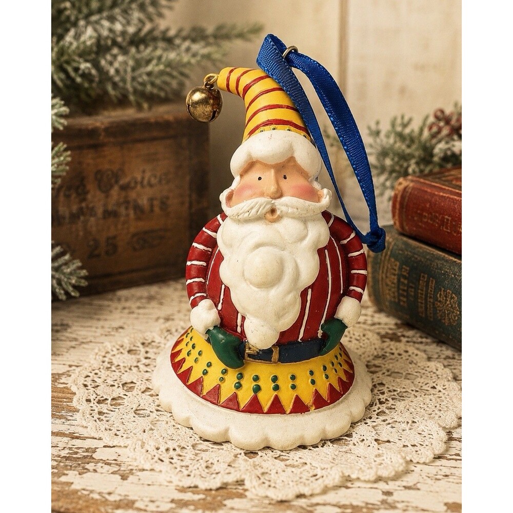 Vintage 1998 Avon Santa Bell Christmas Ornament Resin Jingle Bell 3”